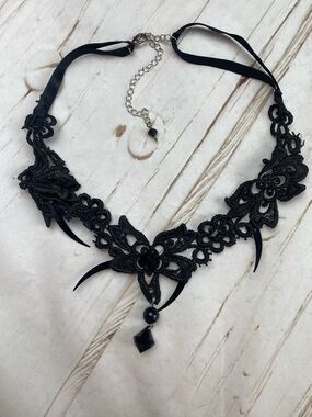 Black Lace Drop Choker Necklace - Elegant Women Jewelry